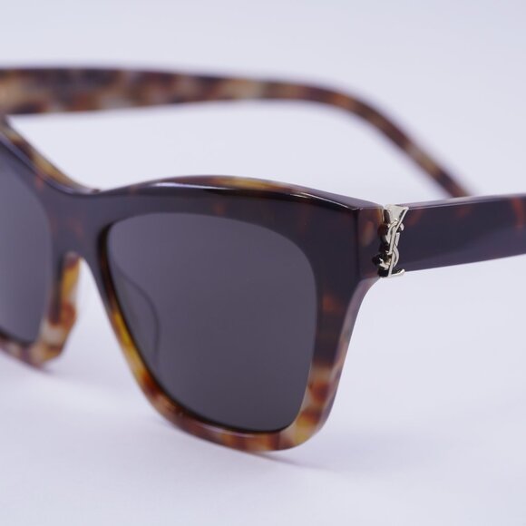 Saint Laurent SLM79 003 Sunglasses Havana Cat Eye Frame, Black Lenses - Picture 9 of 11